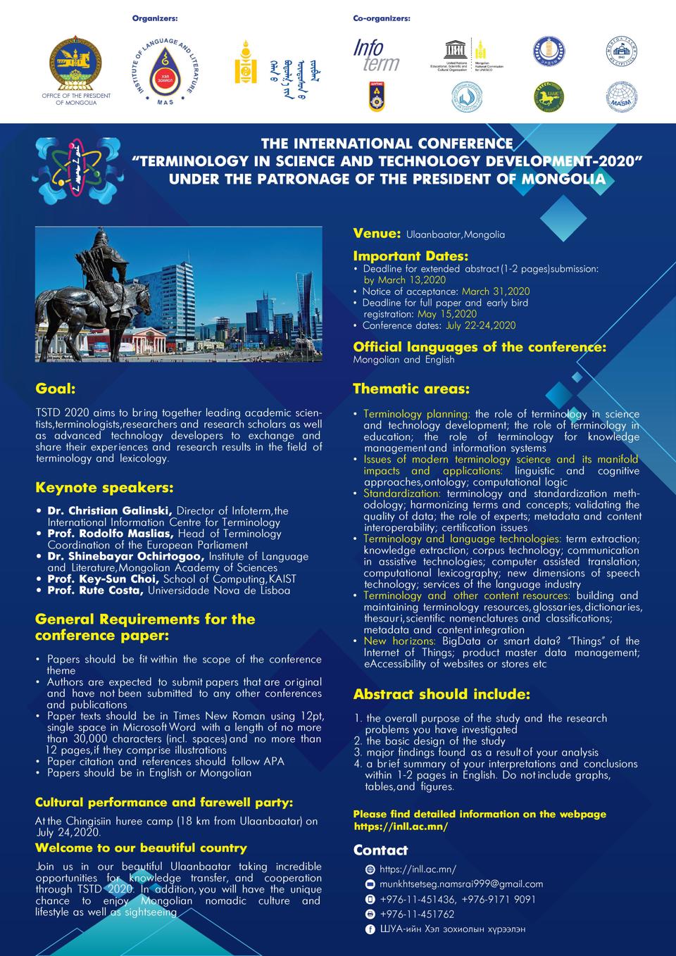 THE INTERNATIONAL CONFERENCE on “TERMINOLOGY IN SCIENCE AND TECHNOLOGY DEVELOPMENT” 